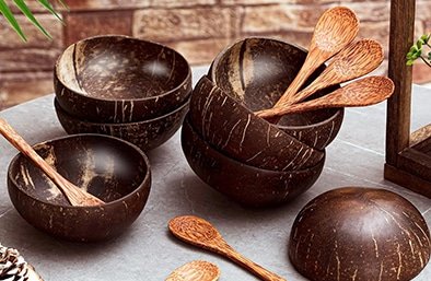 handmade coconut shell bowl
